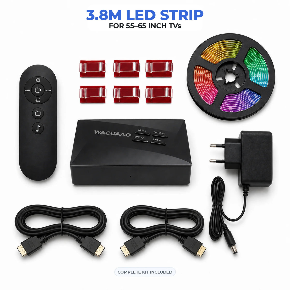 WACUAAO LED HDMI Sync TV Backlight for PS5/Apple TV/Fire Stick Immersive Gaming Light Strip Works with External TV Boxes ONLY