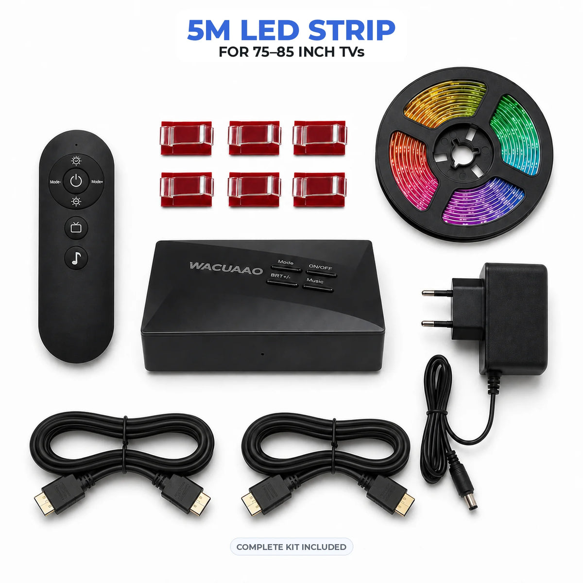 WACUAAO LED HDMI Sync TV Backlight for PS5/Apple TV/Fire Stick Immersive Gaming Light Strip Works with External TV Boxes ONLY