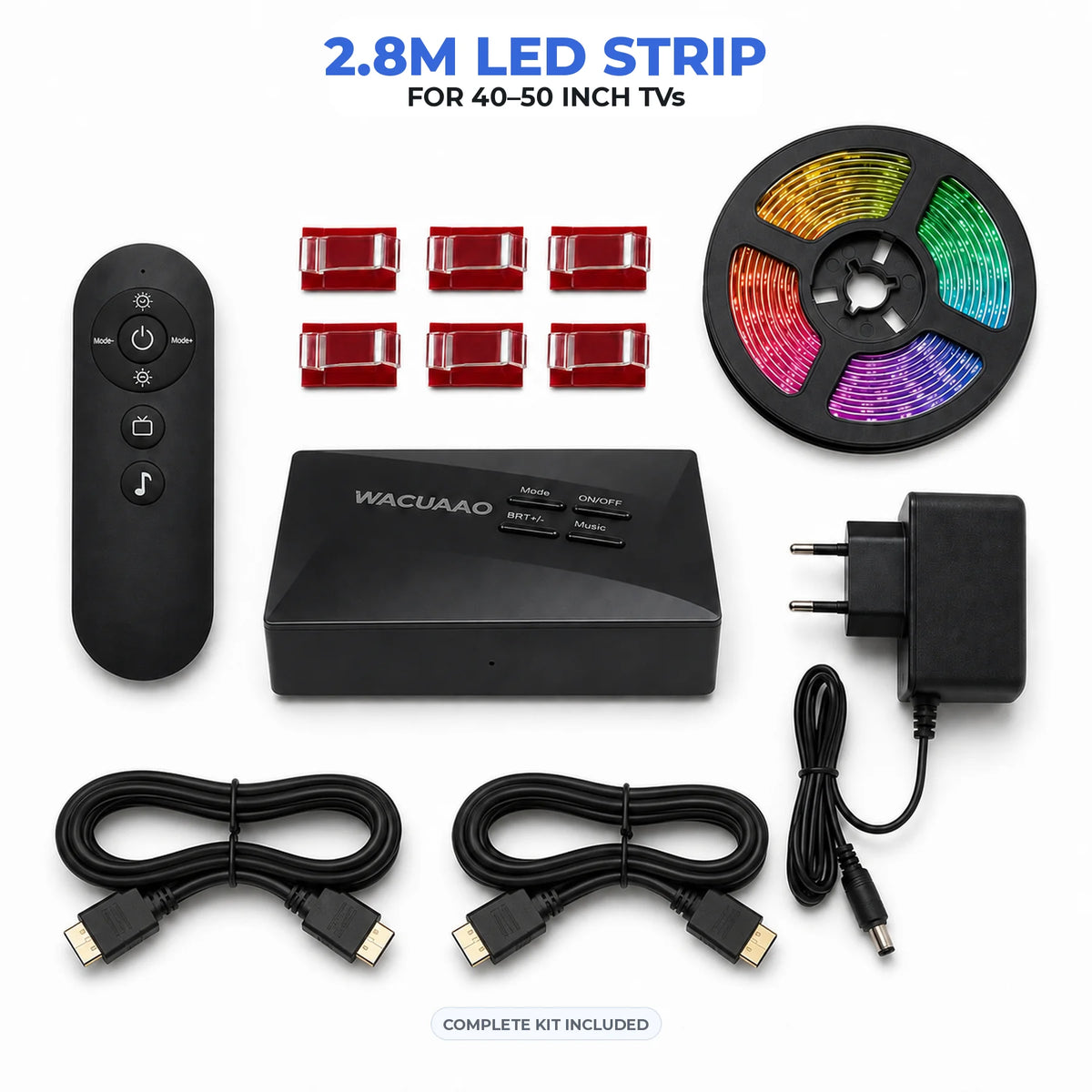WACUAAO LED HDMI Sync TV Backlight for PS5/Apple TV/Fire Stick Immersive Gaming Light Strip Works with External TV Boxes ONLY