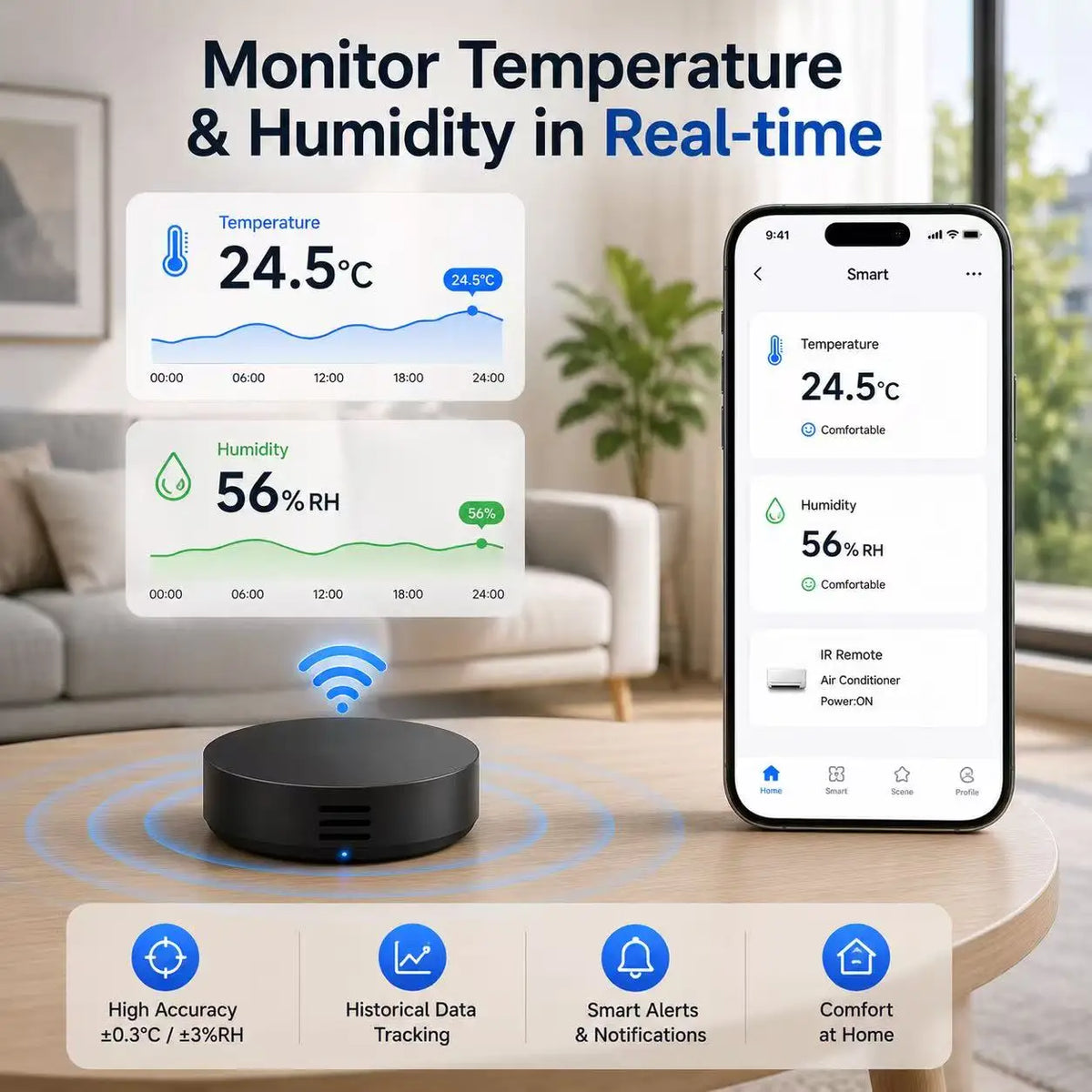 Tuya Smart Universal IR Remote With Temperature Humidity Sen