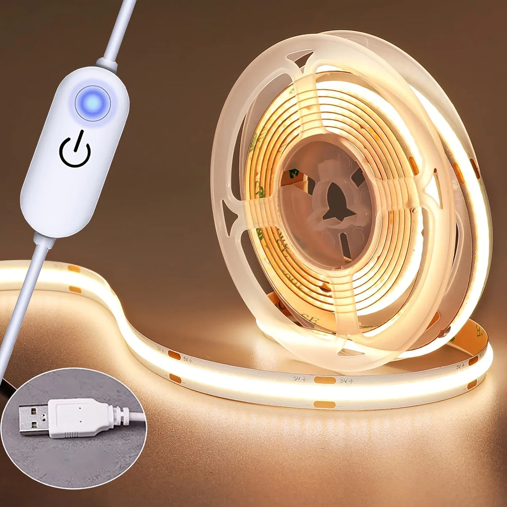 COB Lights LED Strip Touch Dimmer Flexible Diode Tape 5V USB