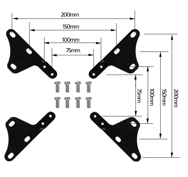 (1 Set) AD100 TV Mount LCD Bracket Holder Adaptor Extension Bar Parts VESA100X100 to VESA200X200