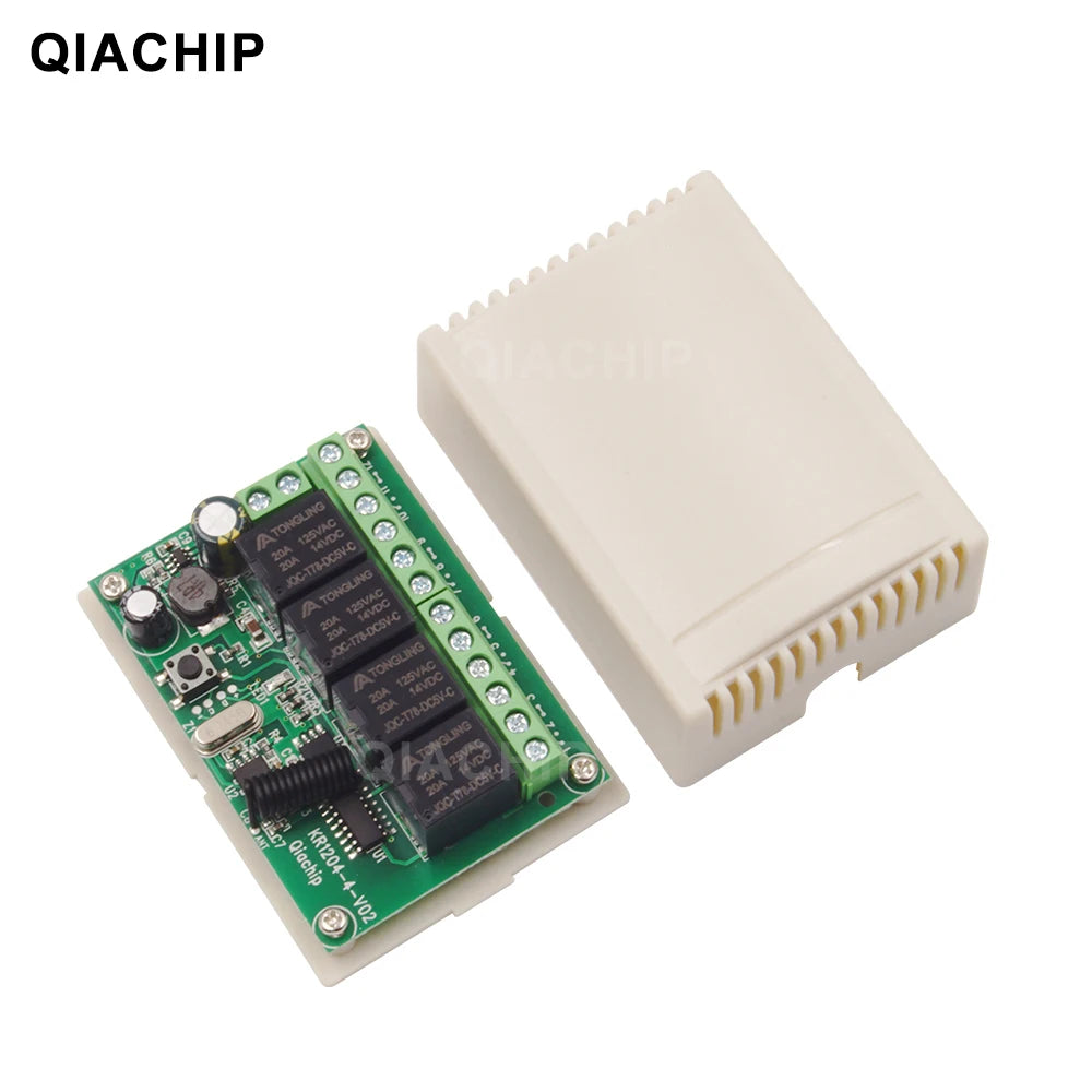 QIACHIP 433Mhz RF Remote Control Circuit Universal Wireless Switch DC 6V 12V 24V 4CH RF Relay Receiver and Keyfob Transmitter