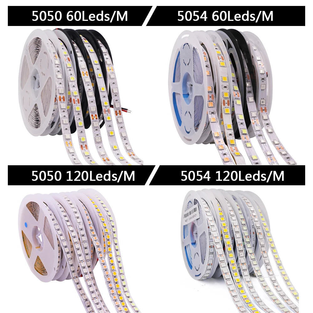 5M LED Strip SMD 5050 5054 LED Tape Waterproof Ribbon Diode 
