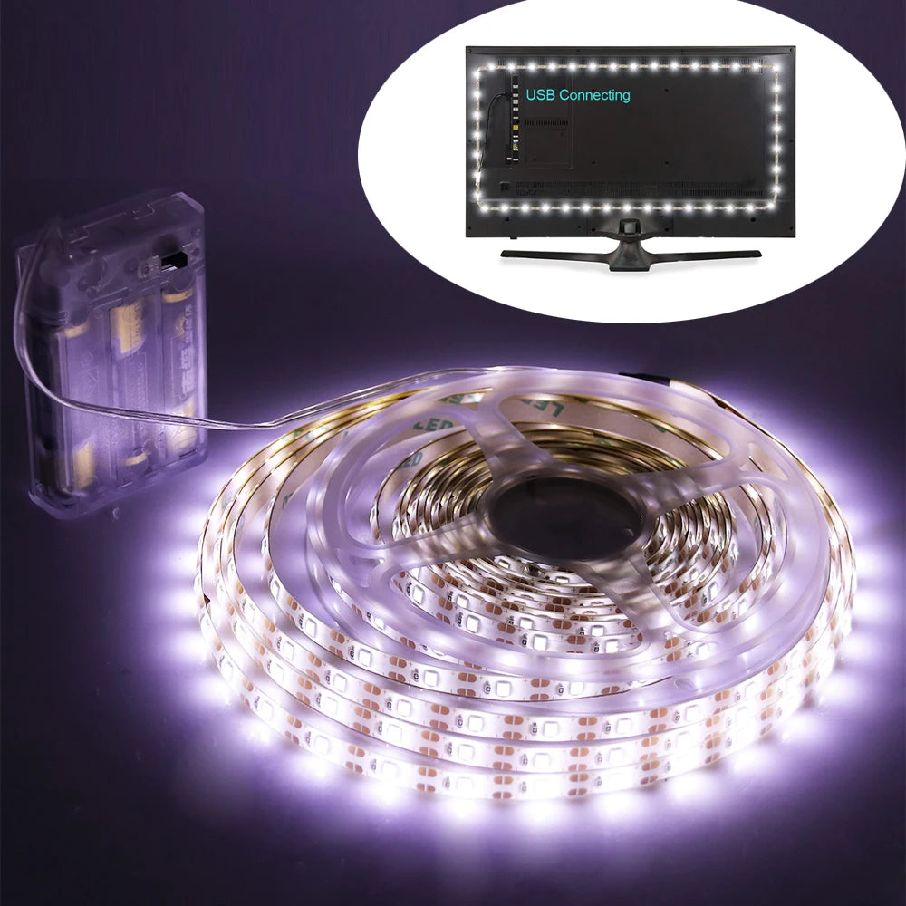 3AA Battery Powered LED Strip 5V 2835 SMD 60LEDs/m Waterproo