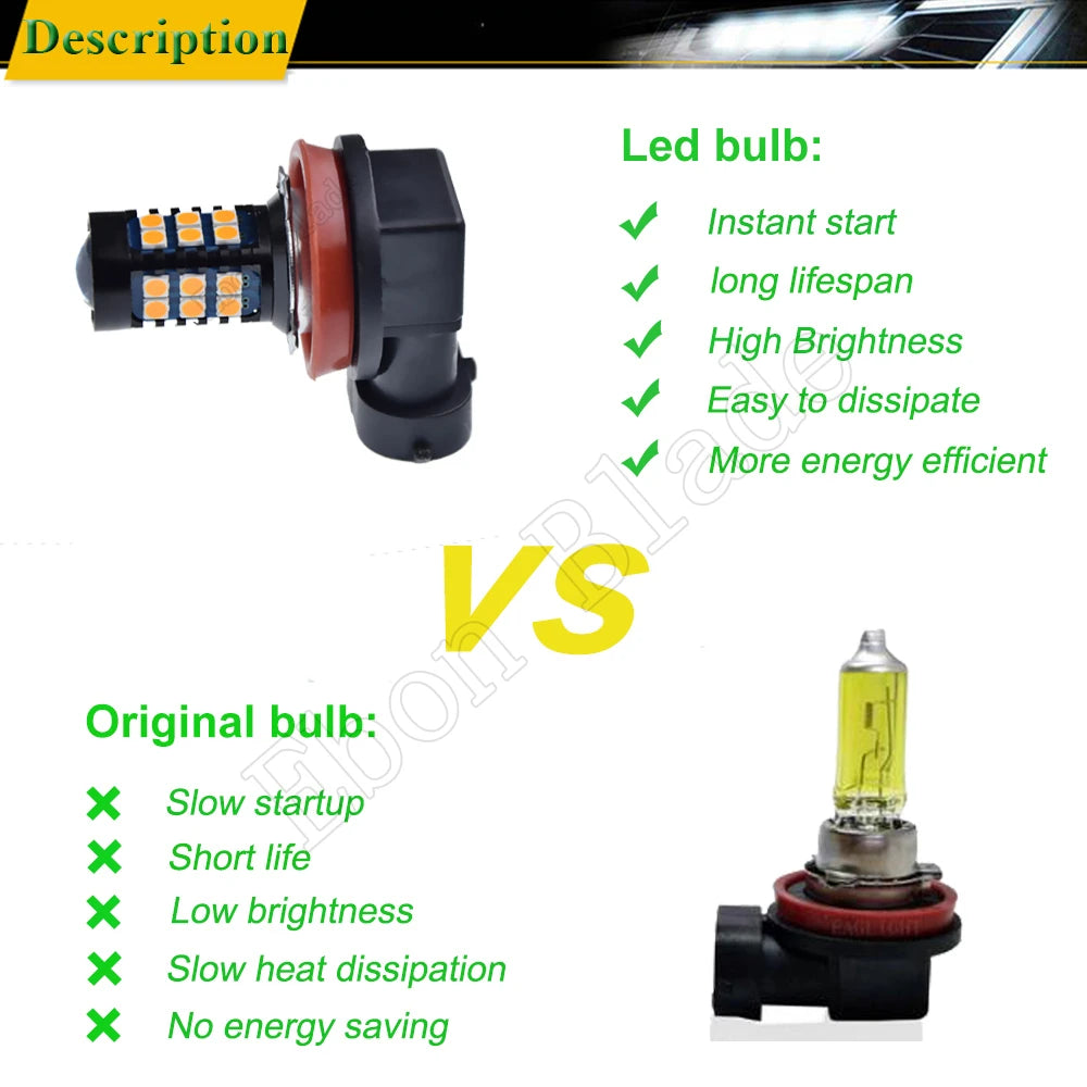 2Pcs Car Led H8 H11 H16JP 3030 30SMD Auto Fog Light Lamp Bul