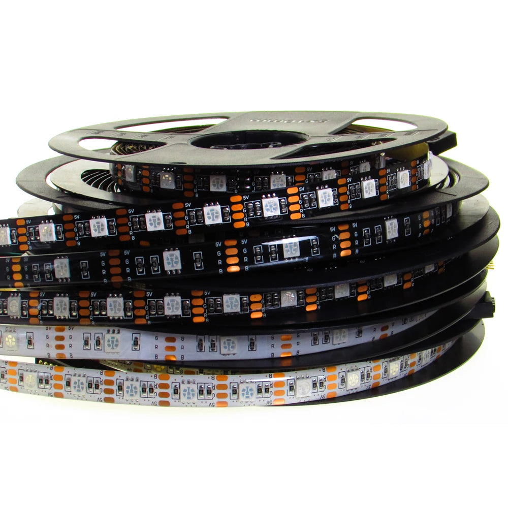 RGB Led Light Strip 5V SMD 5050 5M 150Leds 300Leds Black Whi