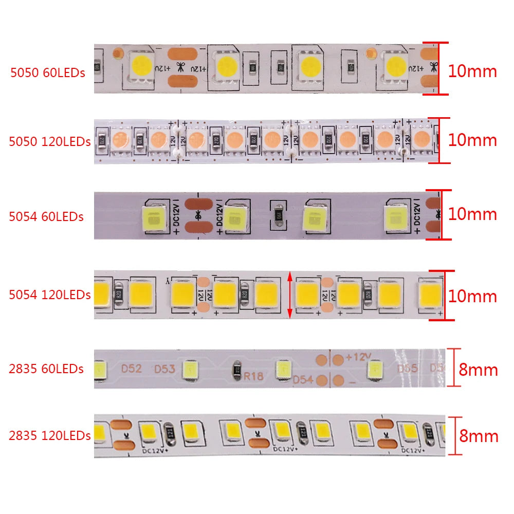 5M LED Strip SMD 5050 5054 LED Tape Waterproof Ribbon Diode 
