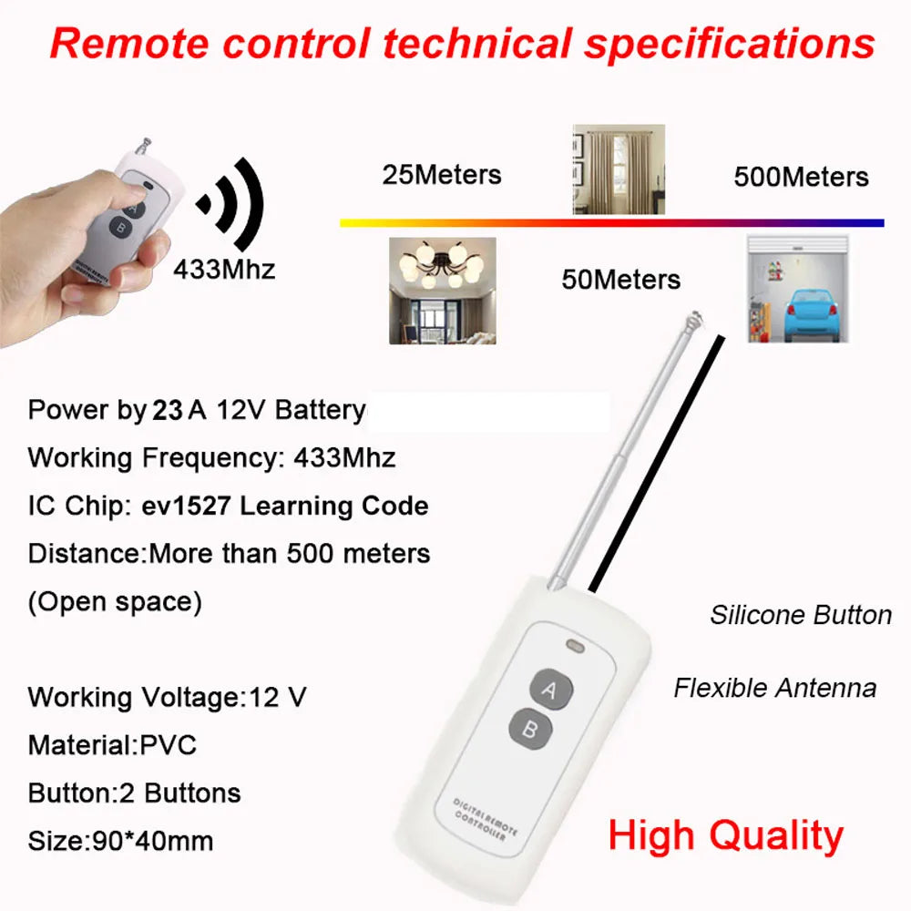 QIACHIP 433MHz Wireless RF Remote Control DC3.6V-24V Mirco S