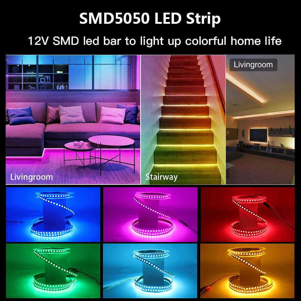 5M LED Strip SMD 5050 5054 LED Tape Waterproof Ribbon Diode 