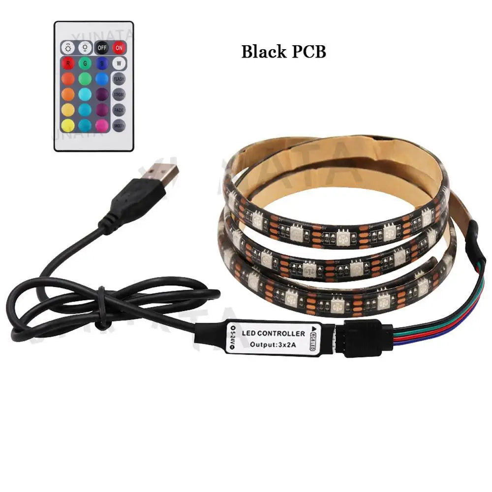 5050 RGB LED Strip Light 5V USB 16Colors Waterproof Flexible Led Tape TV Back Lights Colour Changing with 24Key Remote Control
