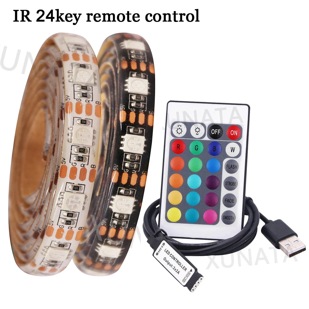 5V USB LED Strip RGB Light 5050 24key / 44key Remote Control