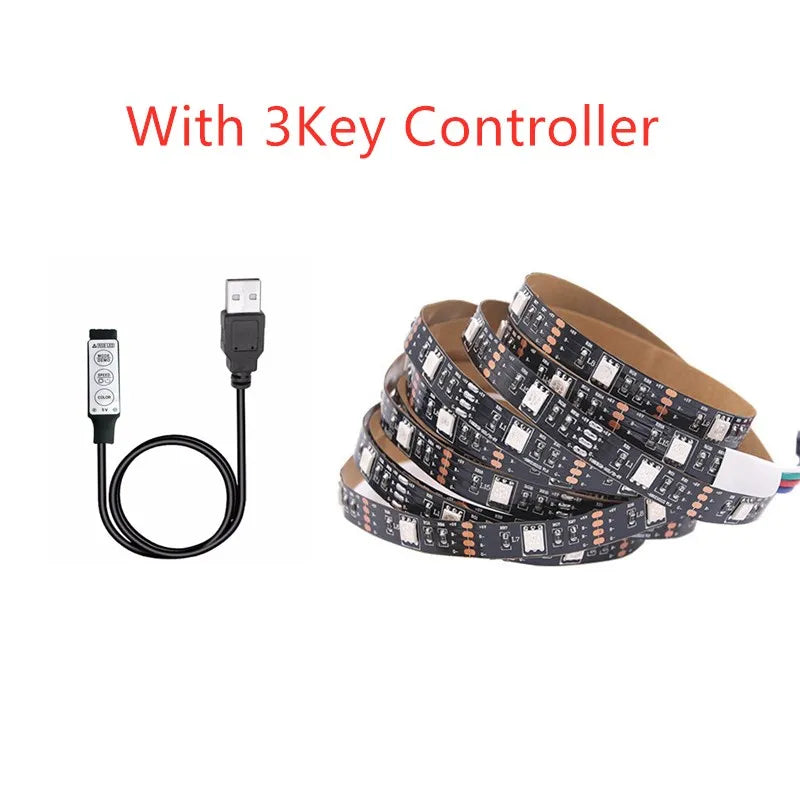 USB LED Strip Light 5 V Volt RGB Waterproof Black PCB 5050 50CM- 5M 5V Led Light USB Tape PC TV Backlight With Remote Controller