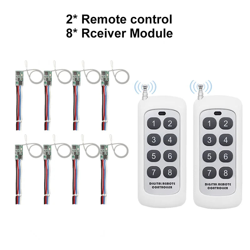 QIACHIP 433MHz Wireless RF Remote Control DC3.6V-24V Mirco Switch Receiver Module DIY With Long Range Transmitter Light On/Off