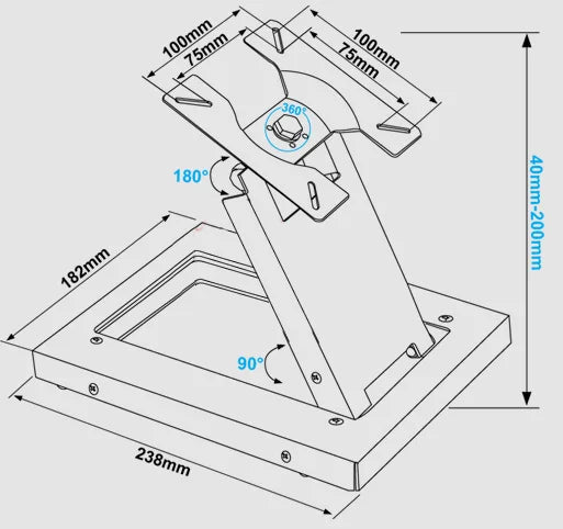 LCD-T2 10-30 Steel Tilt Touch Screen Desktop Mount 360 Rotat