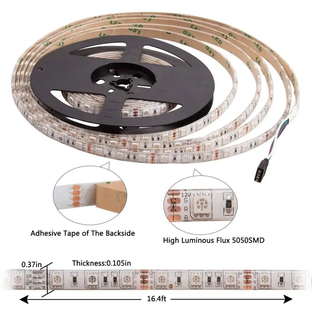 LED Strip 5050 DC 12V 24V RGB Warm White 5 Meter Waterproof 