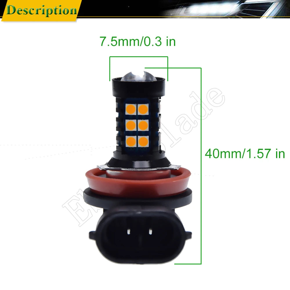 2Pcs Car Led H8 H11 H16JP 3030 30SMD Auto Fog Light Lamp Bul