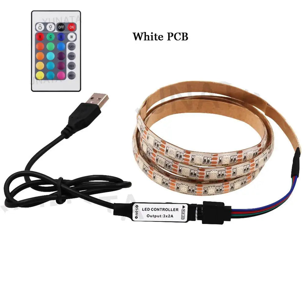5050 RGB LED Strip Light 5V USB 16Colors Waterproof Flexible Led Tape TV Back Lights Colour Changing with 24Key Remote Control