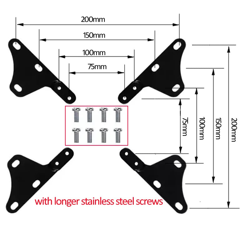 (1 Set) AD100 TV Mount LCD Bracket Holder Adaptor Extension Bar Parts VESA100X100 to VESA200X200