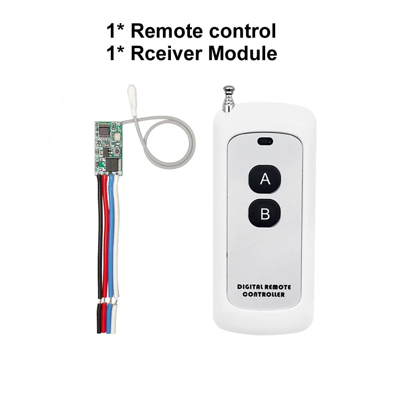 QIACHIP 433MHz Wireless RF Remote Control DC3.6V-24V Mirco Switch Receiver Module DIY With Long Range Transmitter Light On/Off