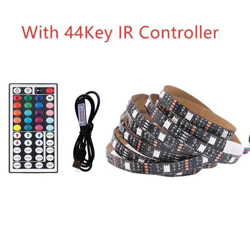 USB LED Strip Light 5 V Volt RGB Waterproof Black PCB 5050 50CM- 5M 5V Led Light USB Tape PC TV Backlight With Remote Controller