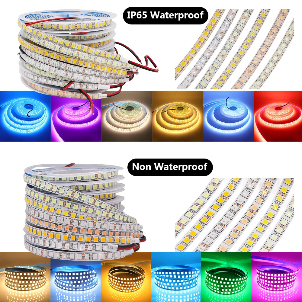5M LED Strip SMD 5050 5054 LED Tape Waterproof Ribbon Diode 