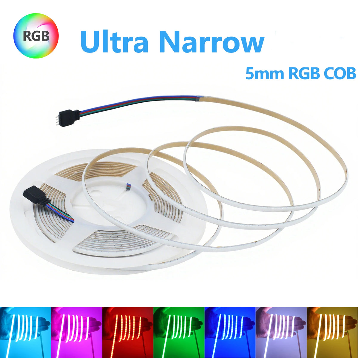 Ultra Thin 5mm RGB COB LED Strip 1m 2m 3m 4m 5m 12V 24V High