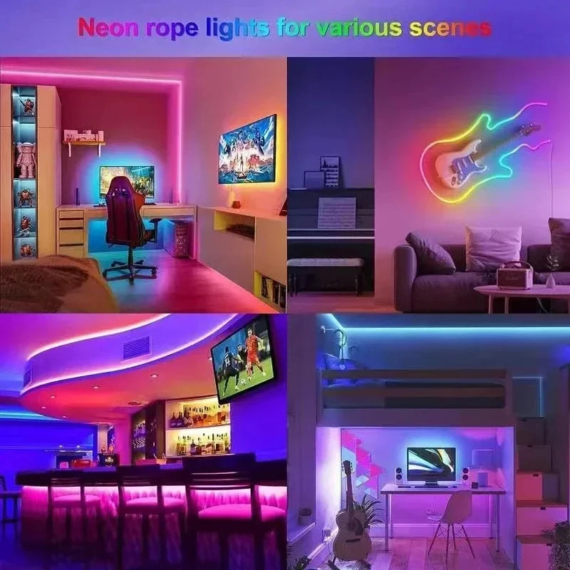 RGB LED Neon Rope Lights Bluetooth App WS2812 RGBIC Waterpro