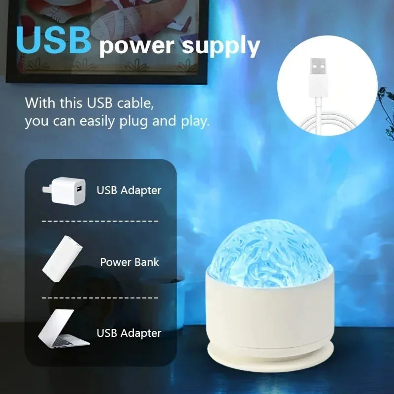 Aurora Borealis Starry Sky Rotating Projector with Remote Co