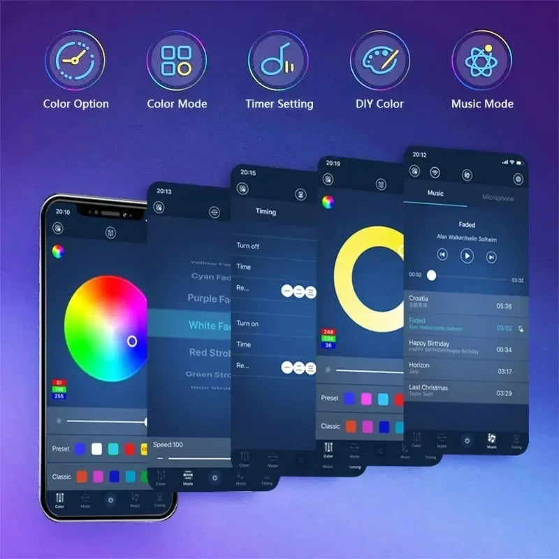 RGB LED Strip Light Intelligent Bluetooth Remote Control Rem