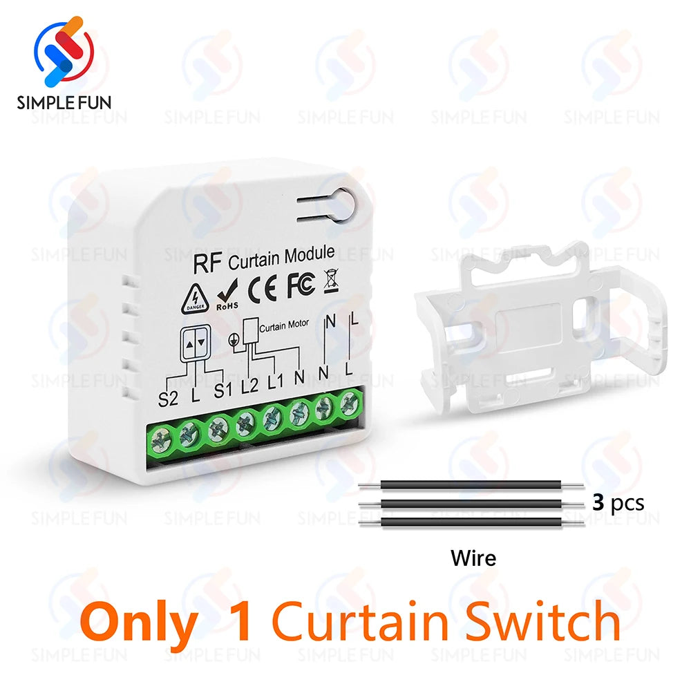 433Mhz 110V 220V Curtain Roller Shutter Wireless Switch and 50m Transmitter RF Module for Remote Control Blind/Garage Door/Motor