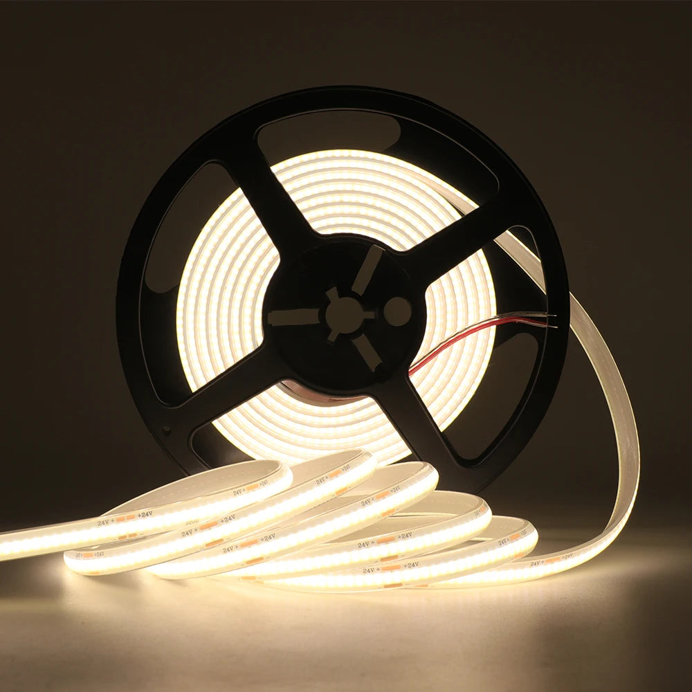1-20M IP68 Waterproof COB LED Strip 12V 24V 320LEDs/M RA90 Flexible Light Bar Kitchen Home Room Led Ribbon for Outdoor Garden