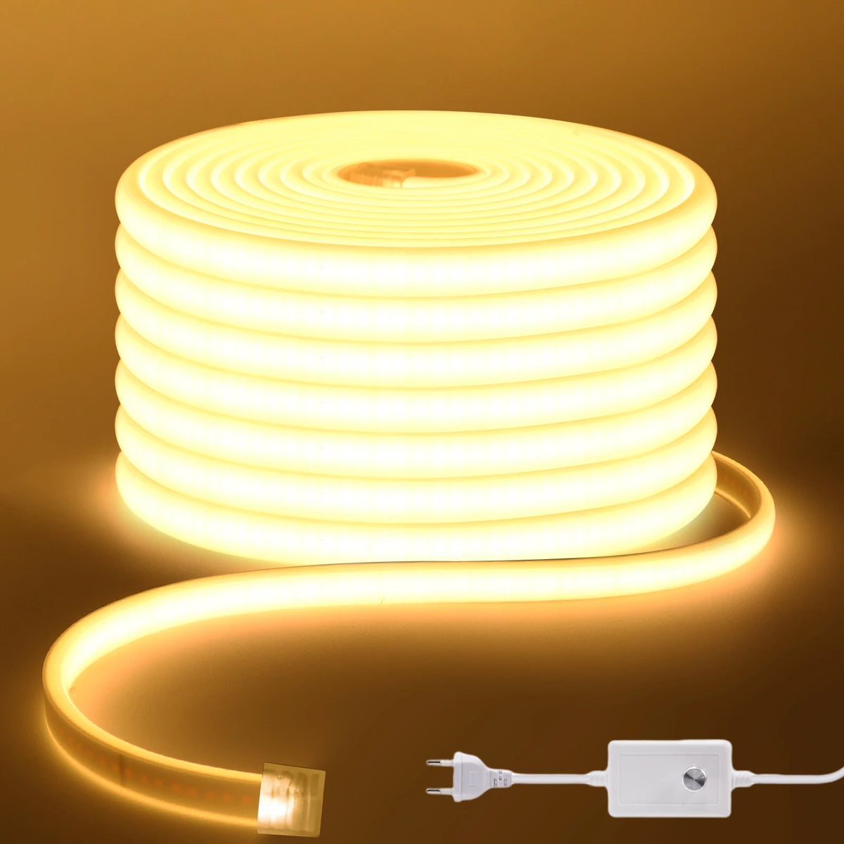 COB LED Strip Light With EU Switch/Dimmer Plug 220V 230V 240V Waterproof IP65 Tape Kitchen Cabinet Lamp 3000K 4000K 6000K Ribbon