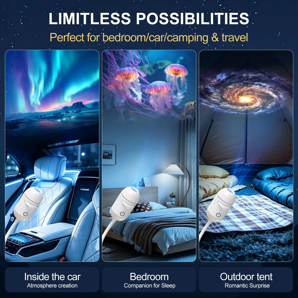 USB Mini Galaxy Projector Night Light 2-in-1 Starry Sky Ambi