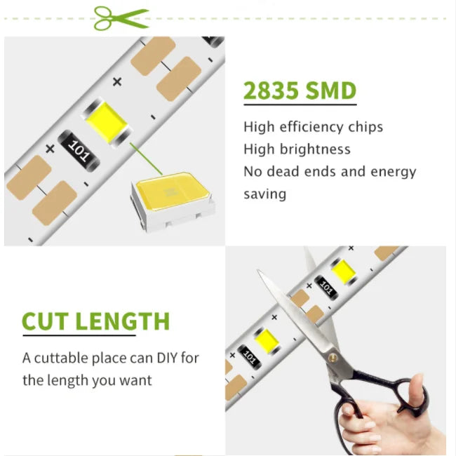 5M USB LED Strip Light 5V 3528 1 Meter 5 Meter Yellow Cool W