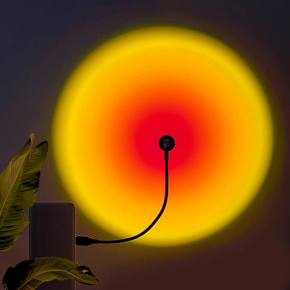 USB Sunset Lamp LED Rainbow Neon Night Light Projector Photo