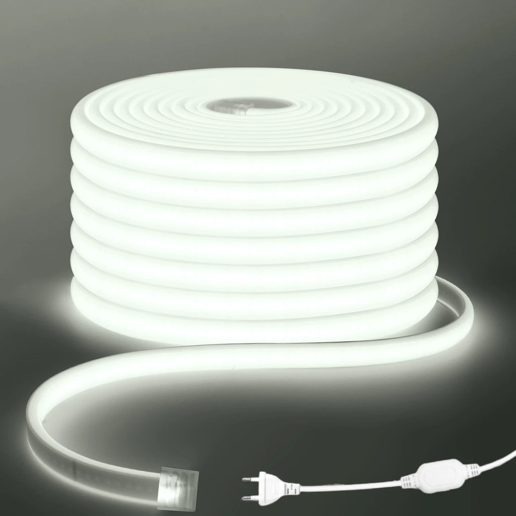 COB LED Strip Light With EU Switch/Dimmer Plug 220V 230V 240V Waterproof IP65 Tape Kitchen Cabinet Lamp 3000K 4000K 6000K Ribbon