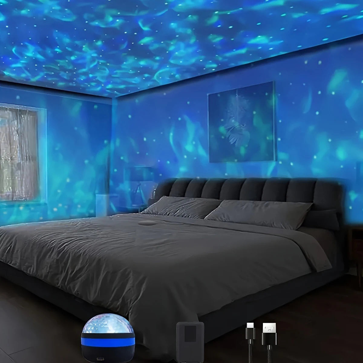 1pc LED Galaxy Star Projector Light USB Powered Water Ripple