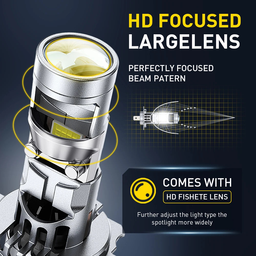 2Pcs AUXITO H4/H7 LED Spotlights Turbo Headlight Canbus Whit