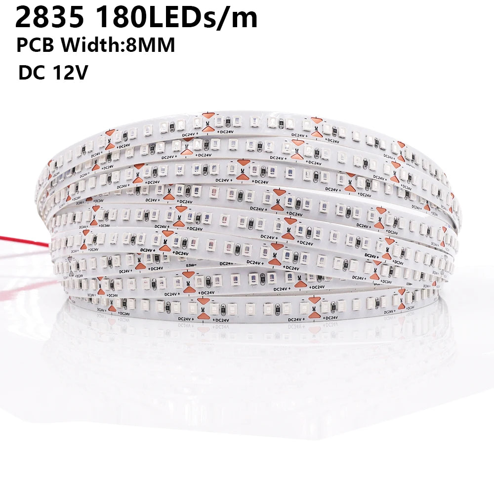 DC 5V 12V 24V Led Strip SMD 2835 120 180 240 LEDs/m Diode Tape 3mm 4mm 8mm 10mm PCB Flexible LED Ribbon TV Backlight for Bedroom