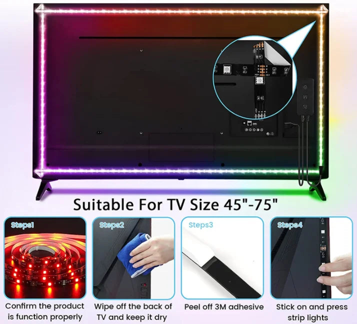 5M USB LED Strip Light 5V 3528 1 Meter 5 Meter Yellow Cool W