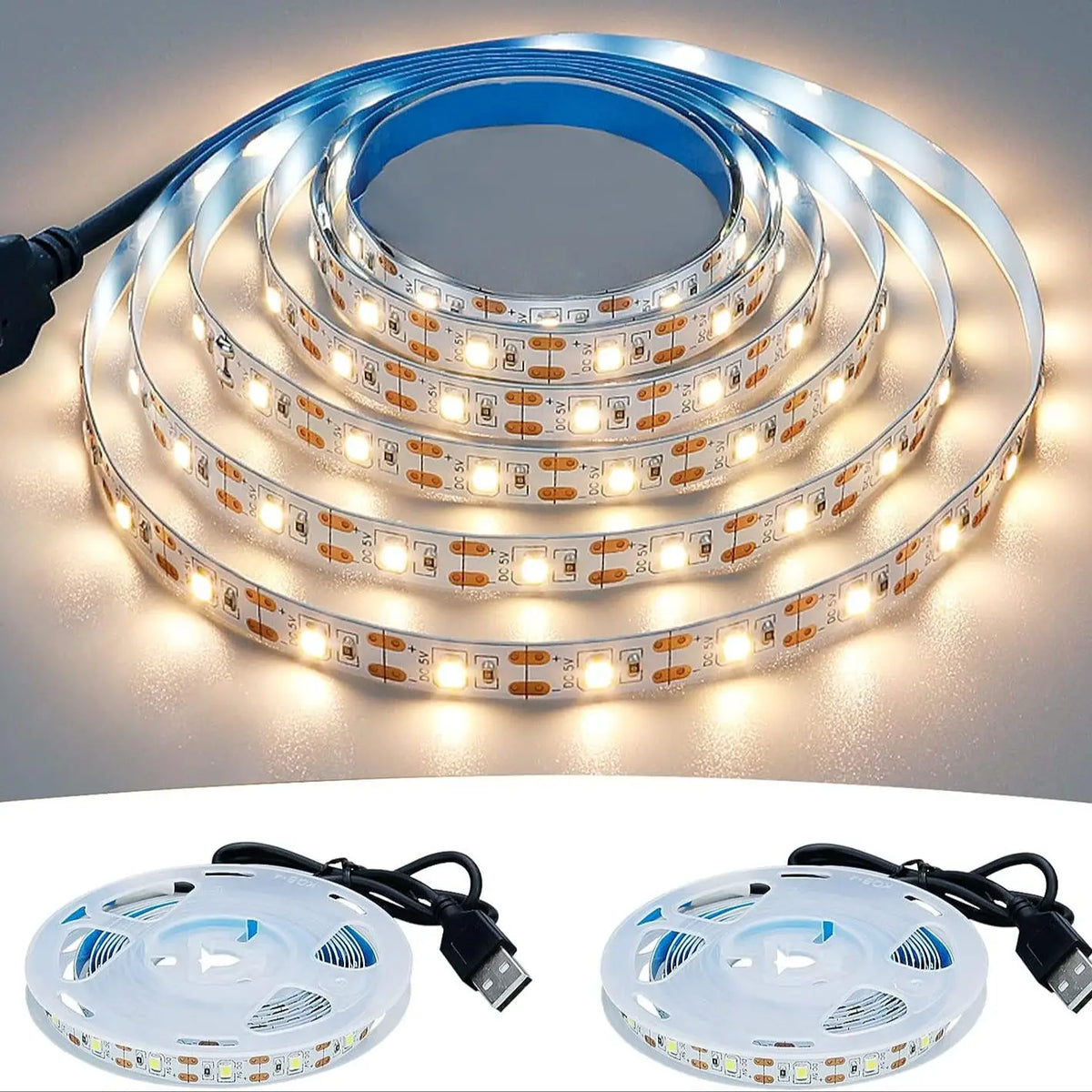 DC 5V USB LED Strips 2835 Warm White LED Strip Light TV Mirror Backlight Lighting Tape Room Decor Lamp Ribbon LED String Light