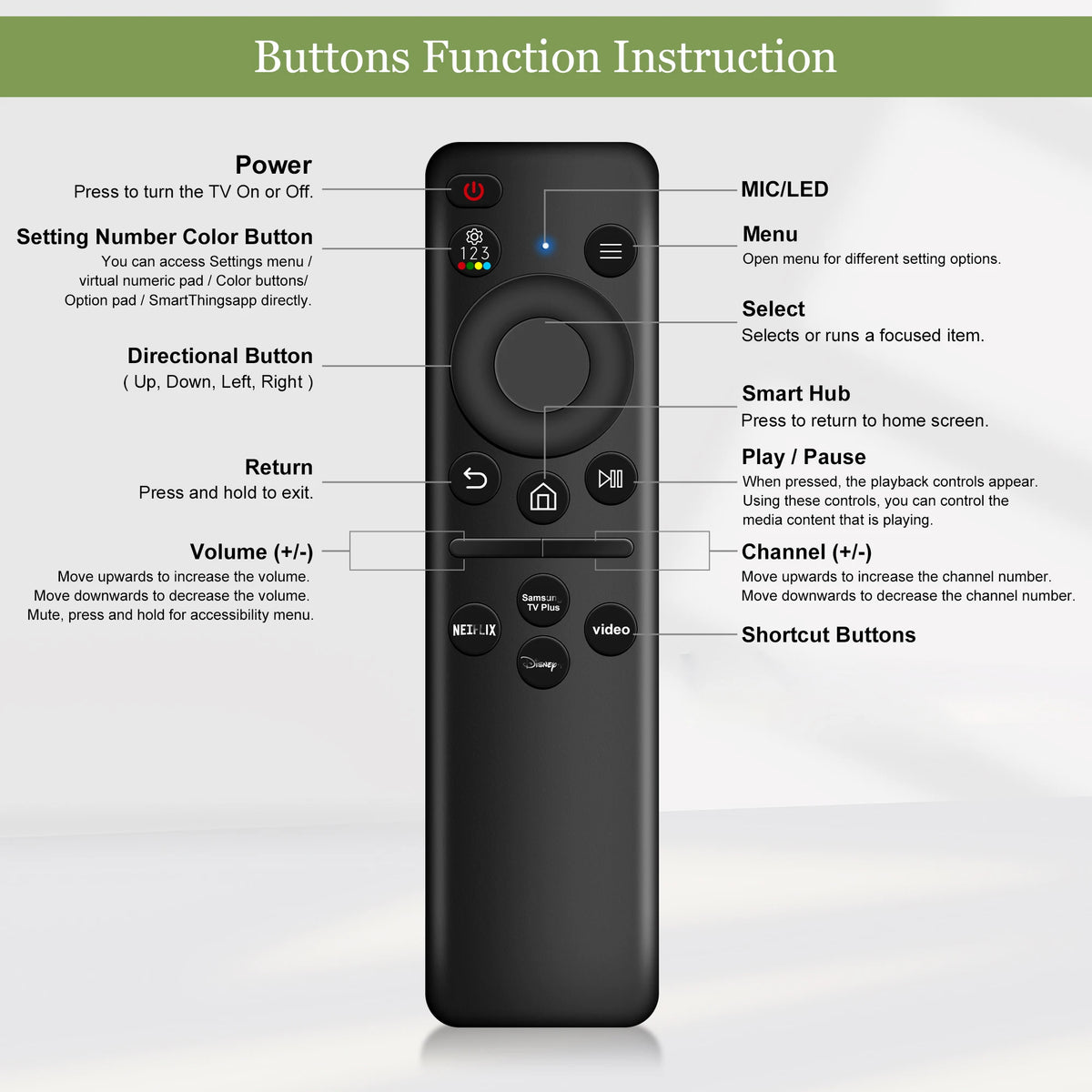 Remote Control for Samsung Smart TV BN59-01385A/B BN59-01432