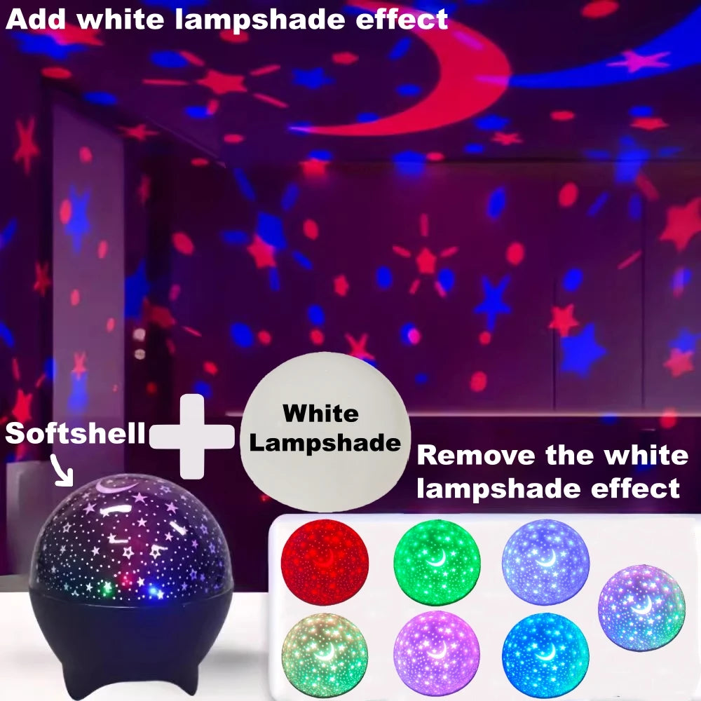 7 Modes RGB Night Lights LED Projector Light Starry Moon Projection Lamp 5V USB for Kids Present Christmas Gift Room Decorations