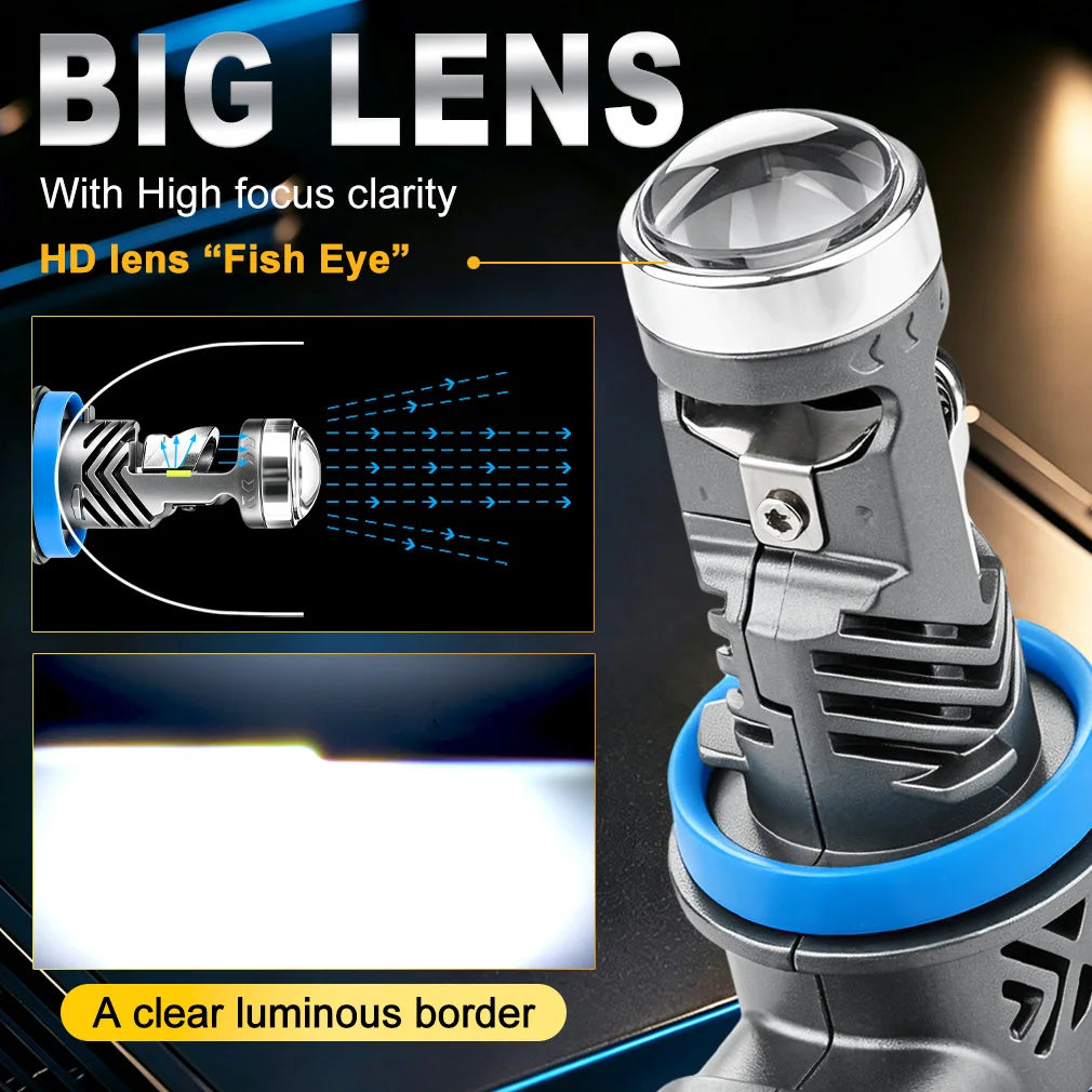 H8 H11 LED Headlight Lens Projector 30000LM Car Light Bulbs 