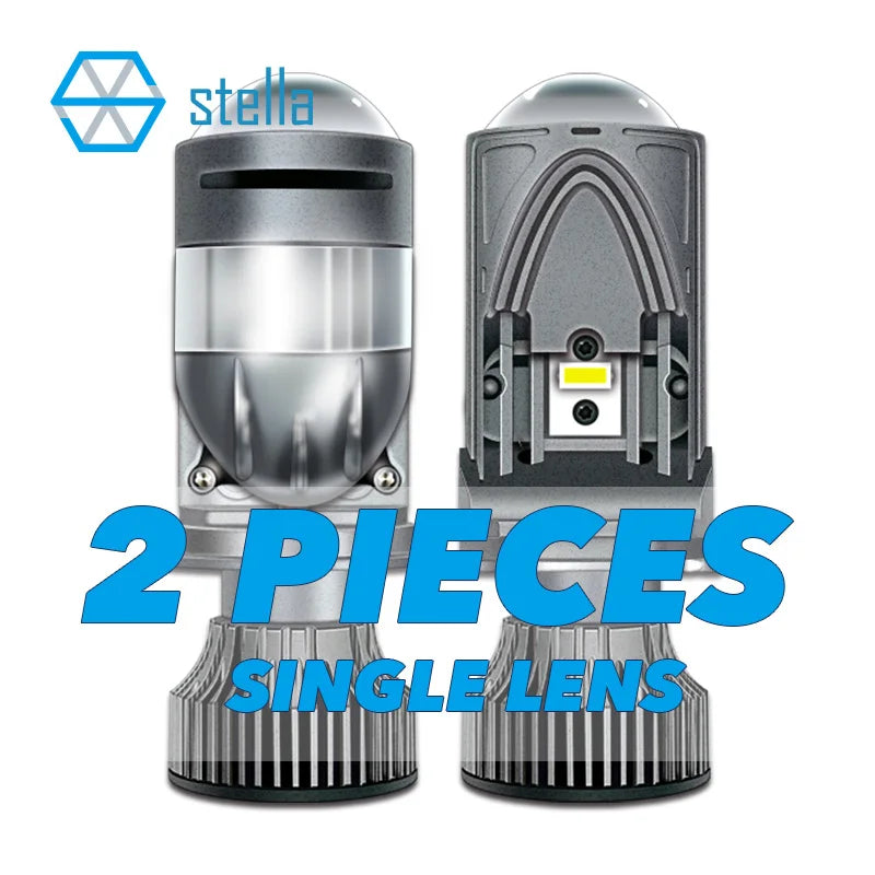 Stella Double Lens/Single Lens H4 LED Headlight Bulb Projector Lamp High/Low Beam High Power 110W 18000Lm 2 Chips for High Beam