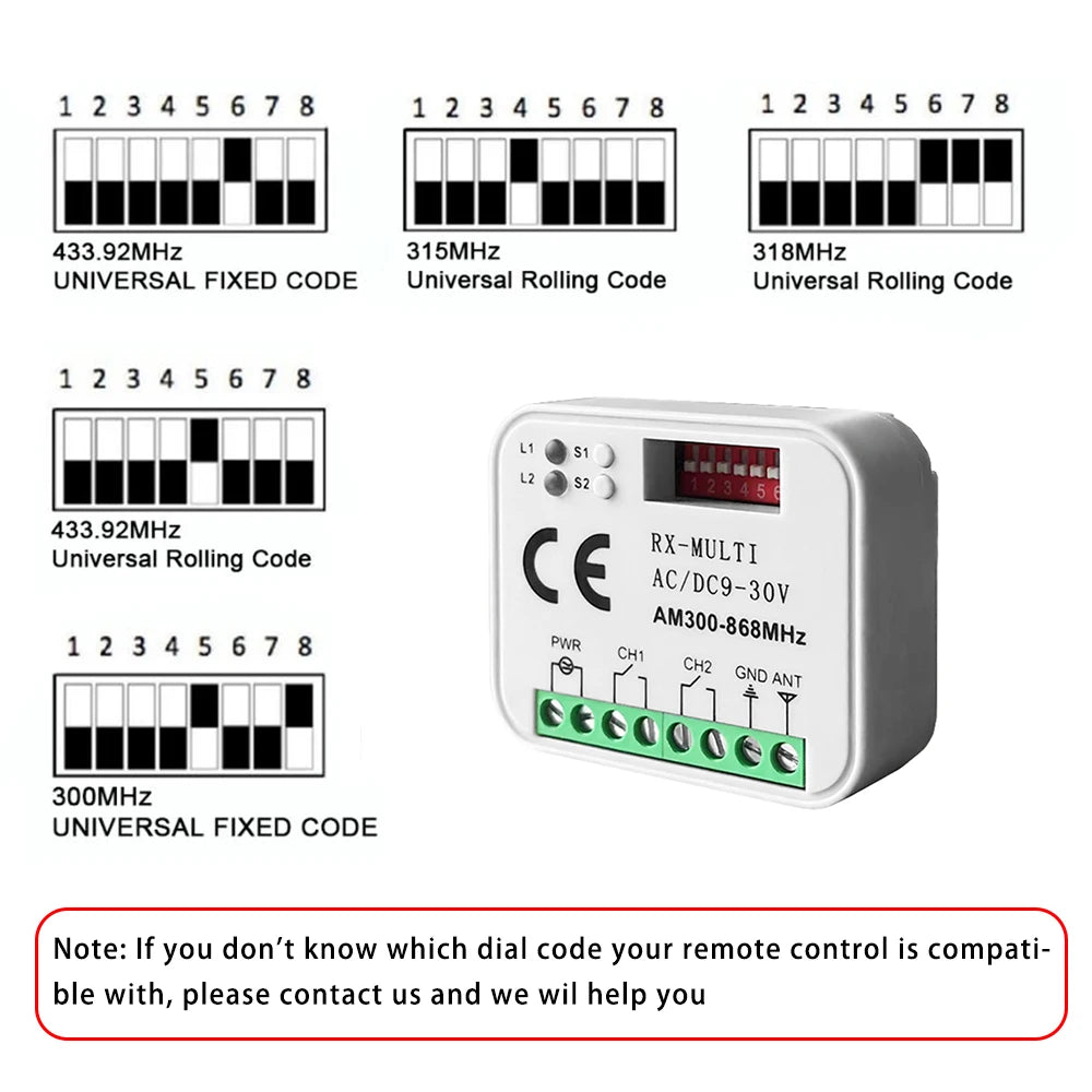 Remote Switch Receiver 433MHz 868MHz 390 MHz RX Multi-Freque