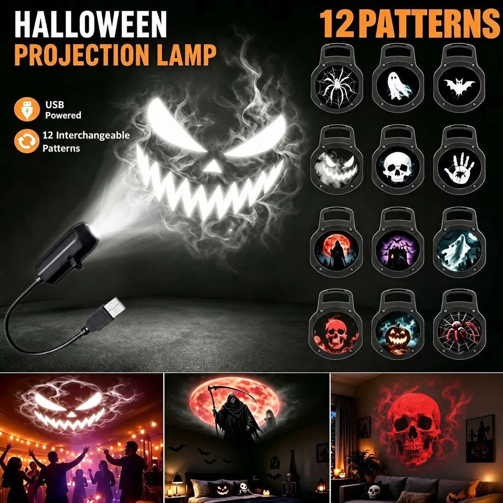 USB Projector Light Halloween Ghost Skull Night Light Switch