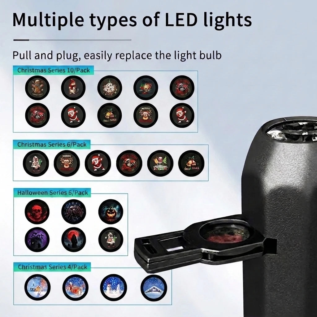 Christmas Projector Light 4/6/10PC Pattern Adjustable USB Pr