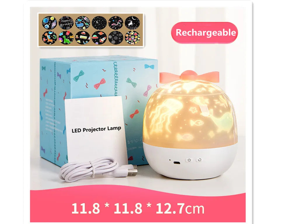 Starry Projector Night Light Rotating Sky Moon Lamp Galaxy Lamp Home Bedroom Decoration Starlight Christmas Lights for Kids Gift